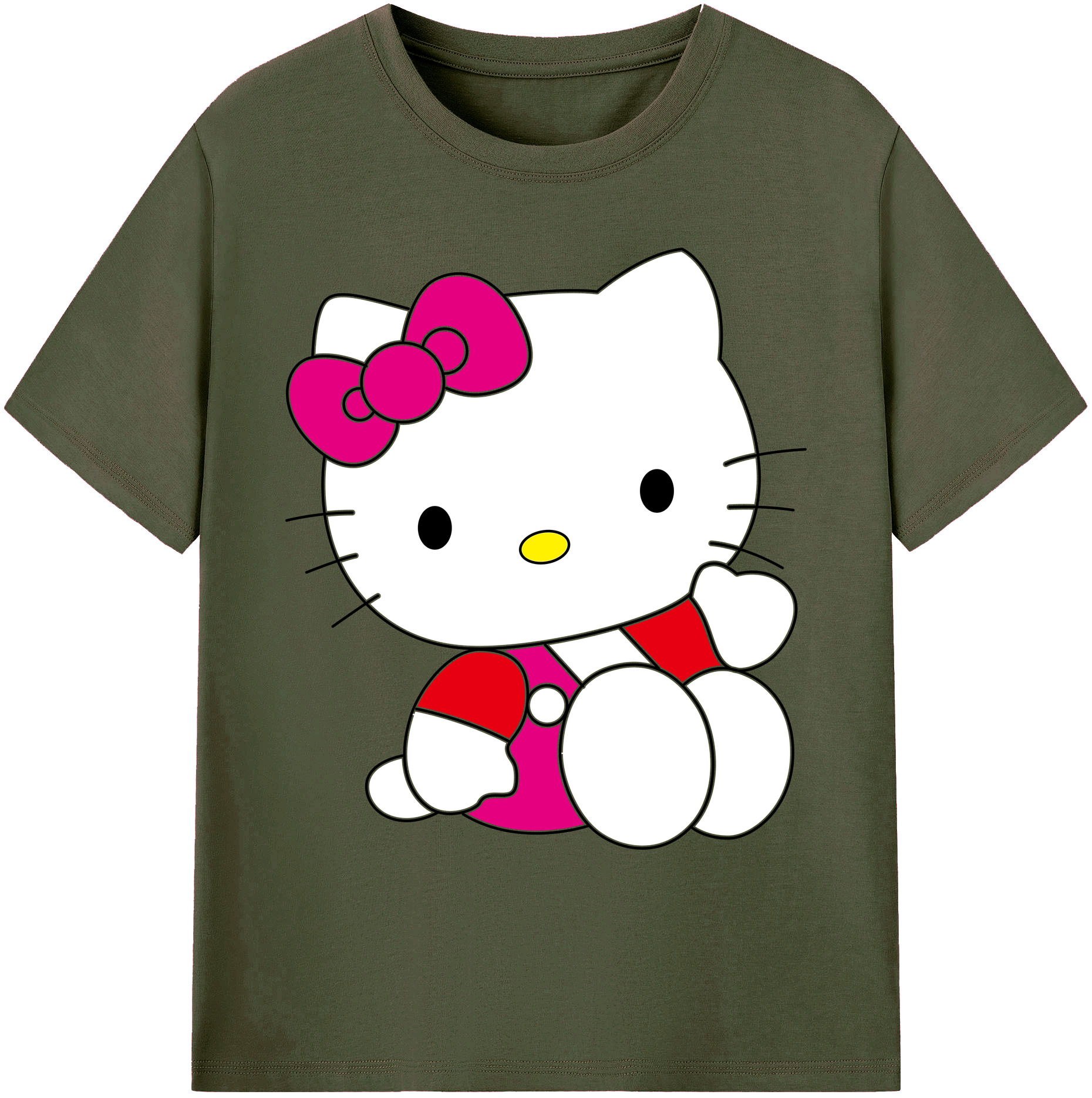 （画像用） Hello Kitty ハローキティ 綿100％ メンズ半袖Tシャツ｜肌触りやわらか＆通気性